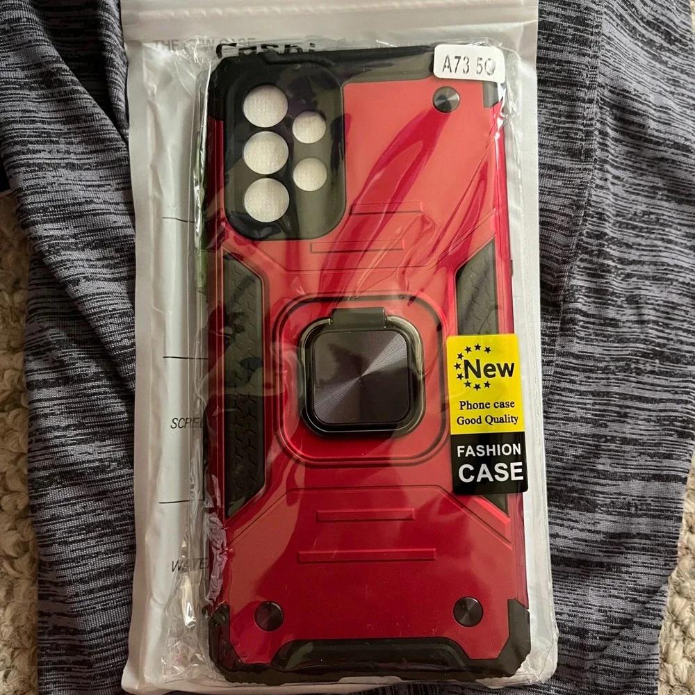 New Red Armor Case for Samsung Galaxy A73 5G - Shockproof Cover with Ring Stand